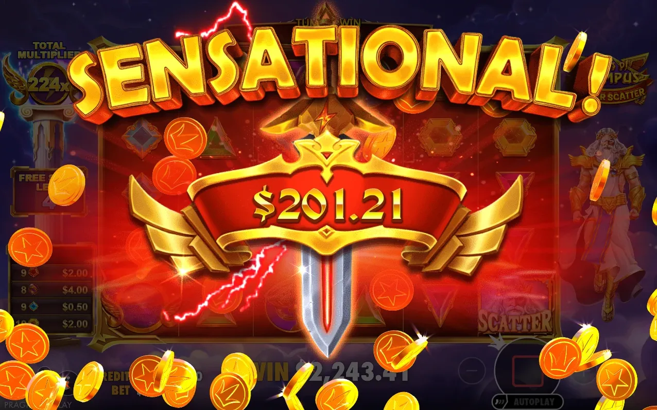 SENSATIONAL win of $201.21 appears during Super Free Spins, Total Multiplier at 224x.